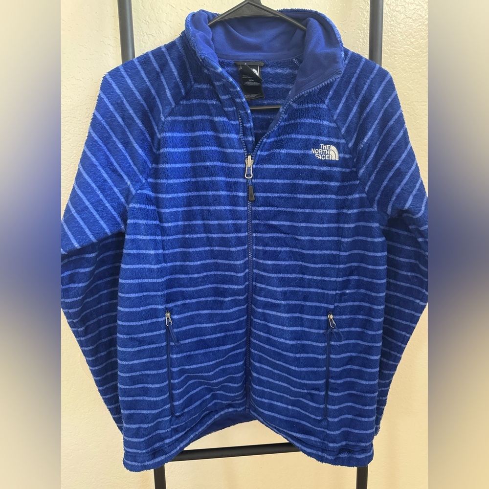 The North Face Blue and White Stripe Zip Jacket size medium